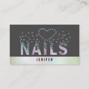 Cartão De Visita Logotipo da unhas das borboletas holográficas do 