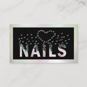 Cartão De Visita Logotipo da unhas das borboletas holográficas do