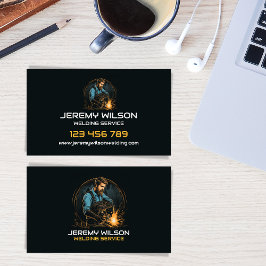 Cartão De Visita Logotipo da Vintage dos Serviços de Soldadura de M