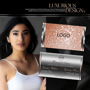 Cartão De Visita Logotipo das estrelas de brilho do Rosa de prata d