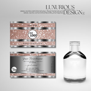 Cartão De Visita Logotipo das estrelas Douradas do Rosa Luxurioso -