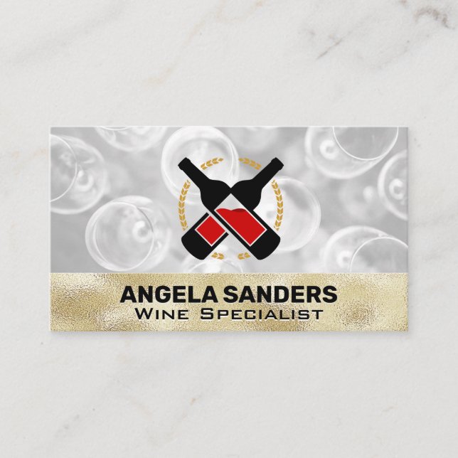 Cartão De Visita Logotipo das garrafas de vinho (Frente)