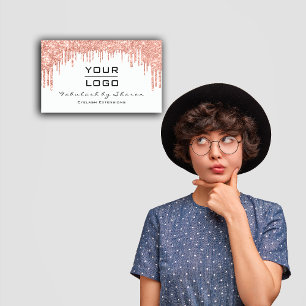 Cartão De Visita Logotipo das unidades de brilho do Rosa do Makeup