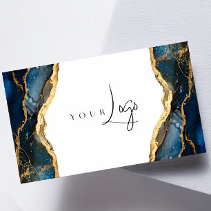 Cartão De Visita Logotipo de Agate Azul do Marinho Moderno