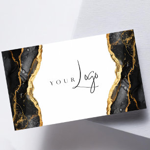 Cartão De Visita Logotipo de Agate Dourado preto moderno