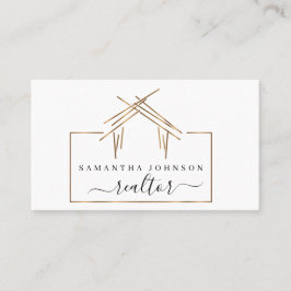 Cartão De Visita Logotipo de agente imobiliário com cor de ouro em