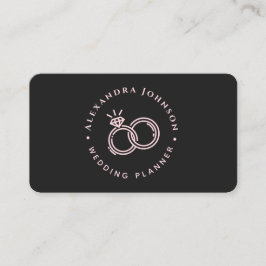 Cartão De Visita Logotipo de Anel de Noivado Chic Rosa e Preto Casa