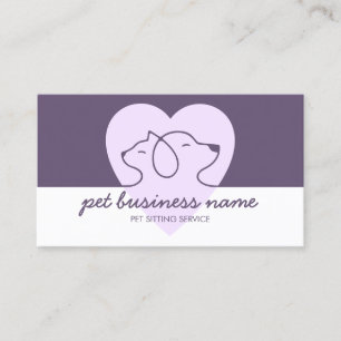Cartão De Visita Logotipo de animal gato cachorro coração roxo