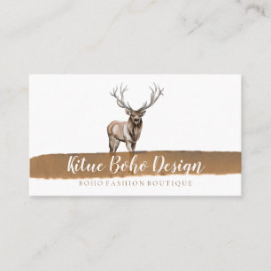 Cartão De Visita Logotipo de Aquarela de Deer Horn Antler Boho