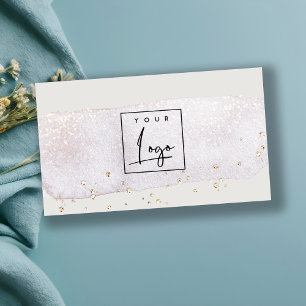 Cartão De Visita Logotipo de Aquarela do Pincel Lilac Dourado abstr