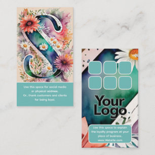 Cartão De Visita Logotipo de Aquarela Floral Monogramas S Daisy
