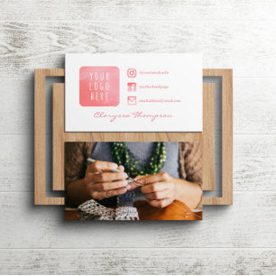 Cartão De Visita Logotipo de aquarela rosa e mídia social fotográfi