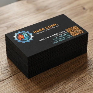 Cartão De Visita Logotipo de Aquecimento e Refrigeração & Código Qr