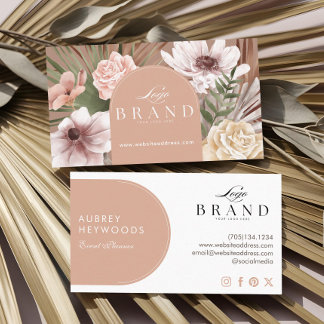 Cartão De Visita Logotipo de Arco Floral Boho com Aquarela Bohemian