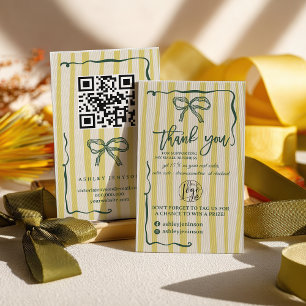Cartão De Visita Logotipo de Arco Verde Citrino Retro QR Obrigado E