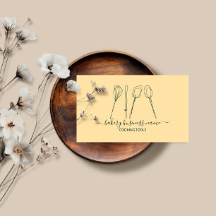 Cartão De Visita Logotipo de Arte de Linha Minimalista para Padaria