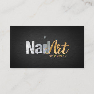 Cartão De Visita Logotipo de Arte de Unha com Compromisso 
