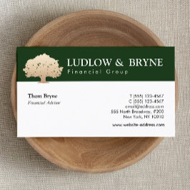 Cartão De Visita Logotipo de árvore Dourada verde tradicional preto