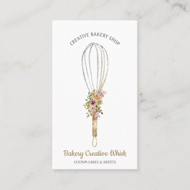 Cartão De Visita logotipo de assadeira boho Cook Whisk (Frente)