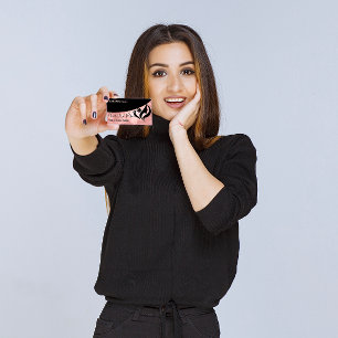 Cartão De Visita Logotipo de ativação do Rosa Stylist para o cabe