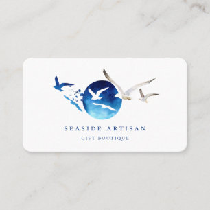 Cartão De Visita Logotipo de aves aquáticas para a praia artístic