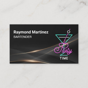 Cartão De Visita Logotipo de Bar de Coquetéis Hora da Festa Res