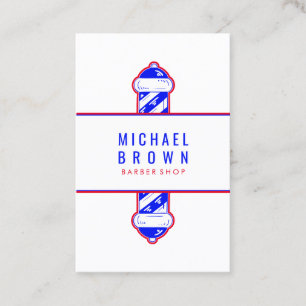Cartão De Visita logotipo de barbearia naval vermelho simples poste
