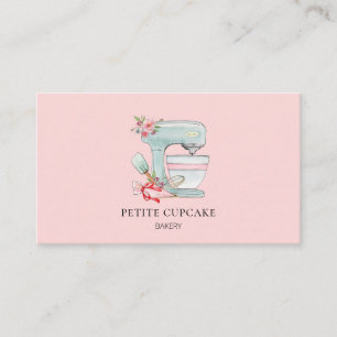 Cartão De Visita Logotipo de batedeira de Bolo de aquarela rosa pad