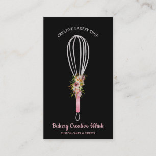 Cartão De Visita logotipo de batedeira de padaria pastel boho rosa