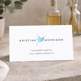 Cartão De Visita Logotipo de Beija-flor Azul Céu Naturopata, Assist
