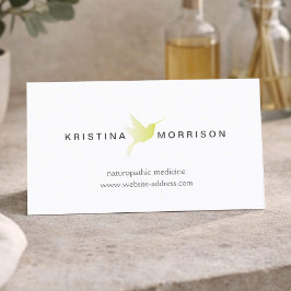 Cartão De Visita Logotipo de Beija-flor Verde Naturopatas, Cuidados