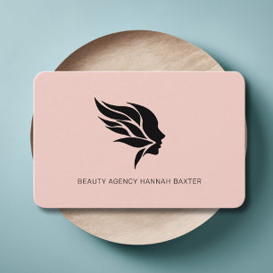 Cartão De Visita Logotipo de beleza feminina, moderno, salão, rosa