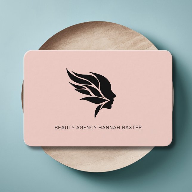 Cartão De Visita Logotipo de beleza feminina, moderno, salão, rosa (Woman Beauty Logo, Modern, Salon, Business Card)