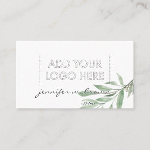 Cartão De Visita Logotipo de boho elegante verde-floral verde-esver