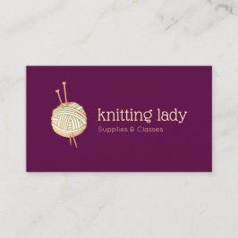 Cartão De Visita Logotipo de bola de arena Crochet Knitting Burgund