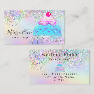 Cartão De Visita logotipo de bolo brilhante falso glitter pastel
