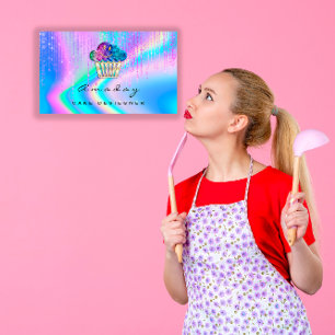 Cartão De Visita Logotipo de bolo feito na casa da padaria holográ
