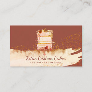 Cartão De Visita Logotipo de Bolo Floral vermelho-castanho para a V
