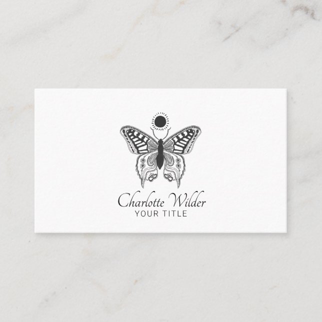 Cartão De Visita Logotipo de Borboleta Celestial (Frente)