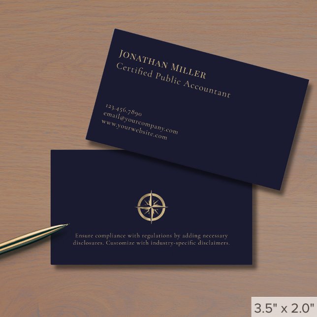 Cartão De Visita Logotipo de Bússola Profissional Simples (Criador carregado)
