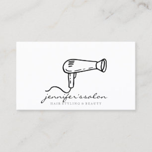 Cartão De Visita logotipo de cabelereiro secador de cabelo preto sa