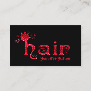 Cartão De Visita Logotipo de cabelo bonito e vermelho