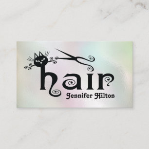 Cartão De Visita Logotipo de cabelo de gato preto e divertido