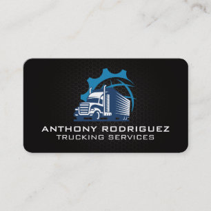 Cartão De Visita Logotipo de Caminhão Semi-Azul   Transporte