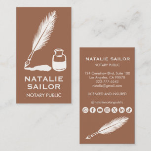 Cartão De Visita Logotipo de Caneta Tinta Pena de Pena Notário Públ