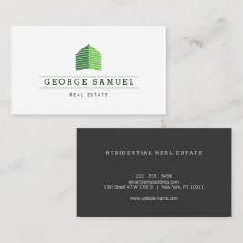 Cartão De Visita Logotipo de Casa Abstrata Moderna Monograma Verde 