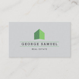 Cartão De Visita Logotipo de Casa Abstrato Verde Moderno Corretor I