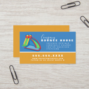 Cartão De Visita Logotipo de Casa de Rebote Aluguel de Festa Azul A