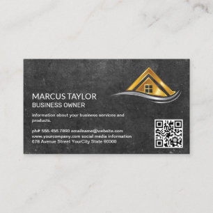 Cartão De Visita Logotipo de Casa em Metal Dourado   Imóveis