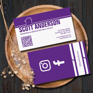 Cartão De Visita Logotipo de Casa Moderna Código QR Mídia Social Ro